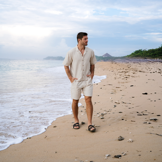 Matala Cream Men Short Sleeves Set