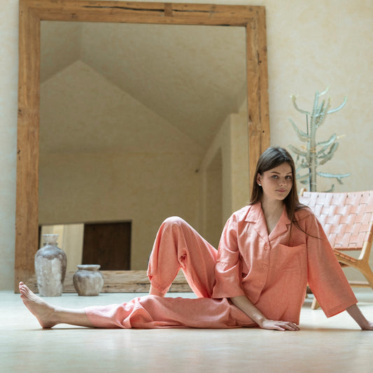Lucie Watermelon Linen Long Sleeves Set
