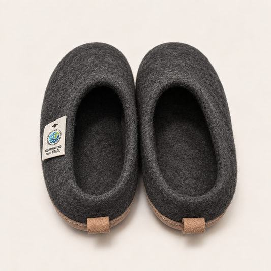 Wool felt slip on low back - Charcoal (Unisex)