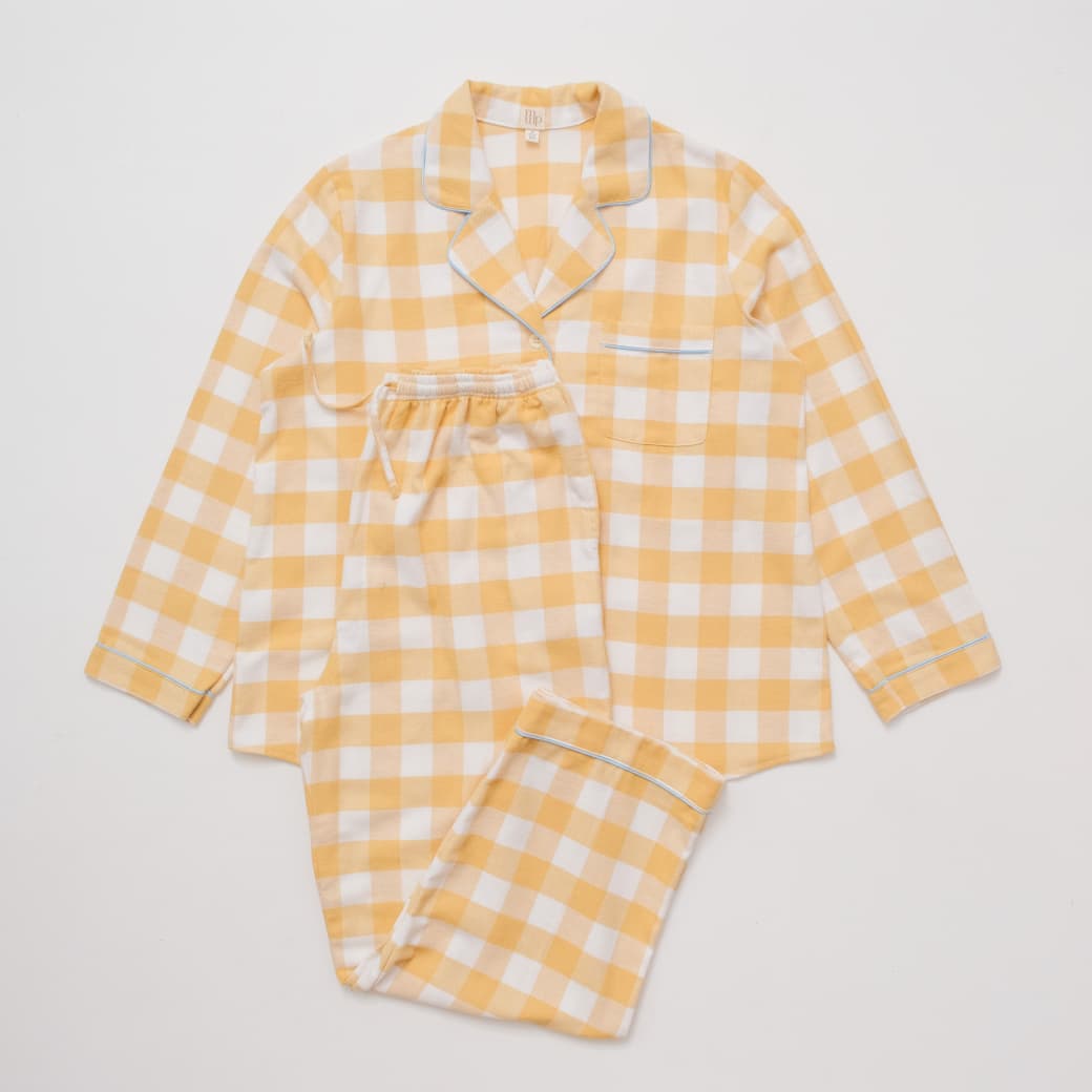 Daisy Gingham Yellow Flannelette Set