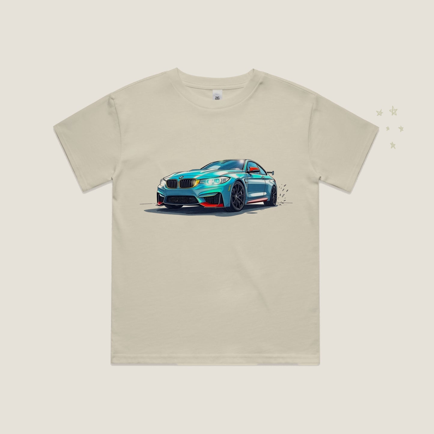BMW Sketch Blue T-Shirt in Ecru