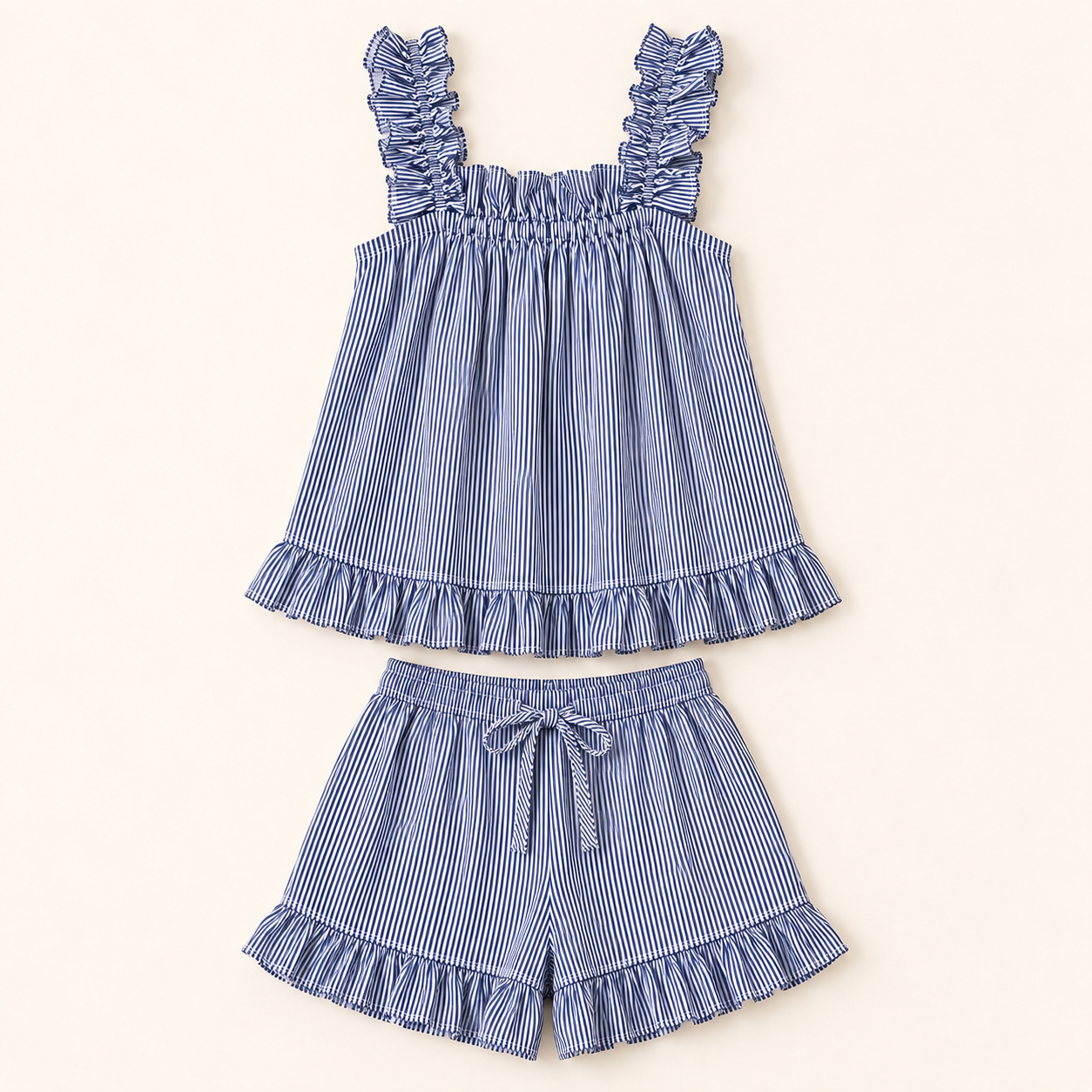 Cerise Frill Short Set - Winter Blue