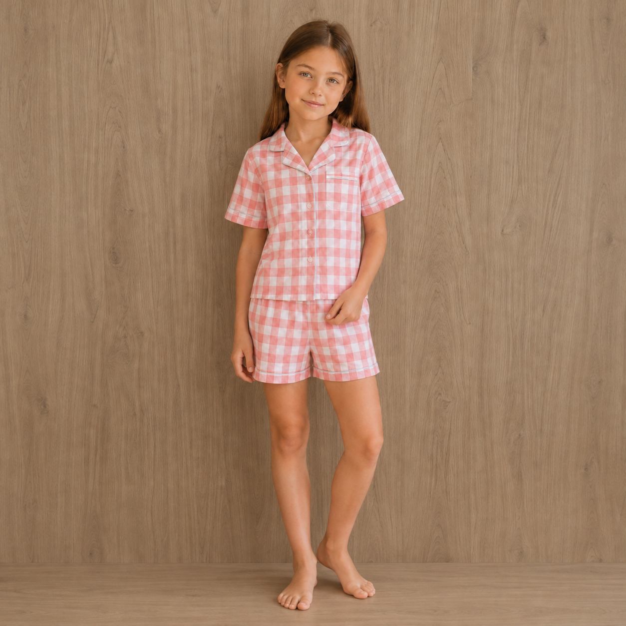Louise Girl Pink Gingham Short Set