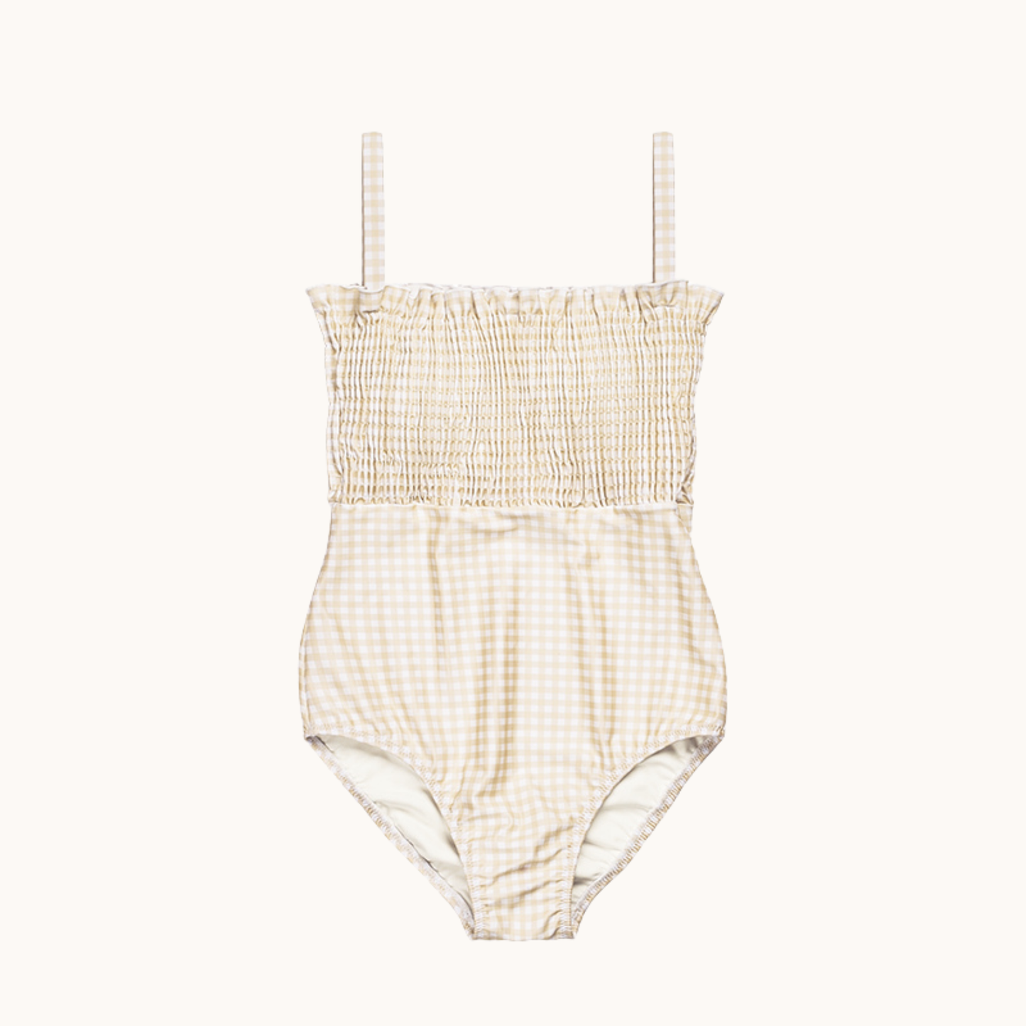 Gingham Women Smock Leotard - Brown Waffle