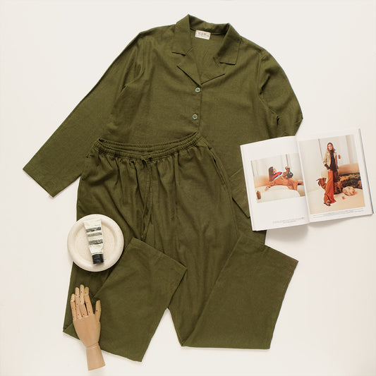 Penelope Army Linen Long Sleeves Set