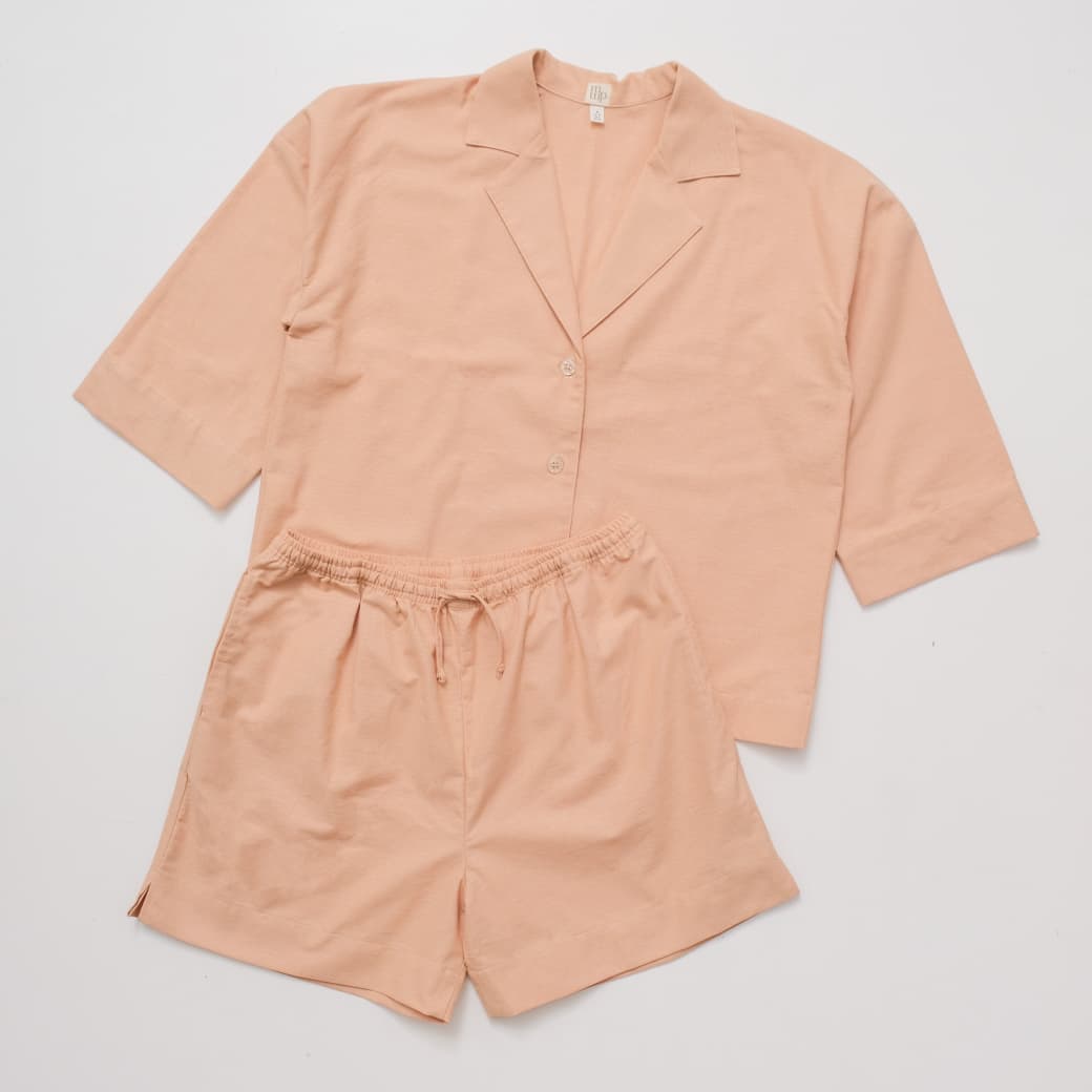 Rayee Linen Salmon Short Set