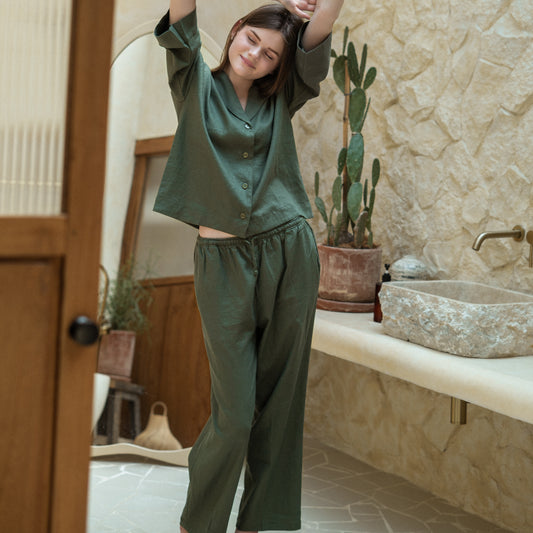 Lucie Linen Forest Longset