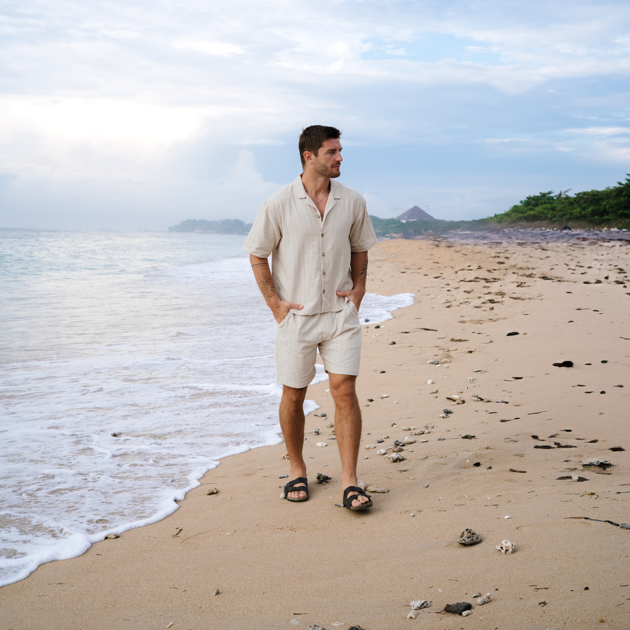 Matala Cream Men Short Sleeves Set