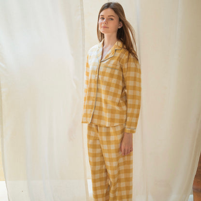 Daisy Gingham Yellow Flannelette Set