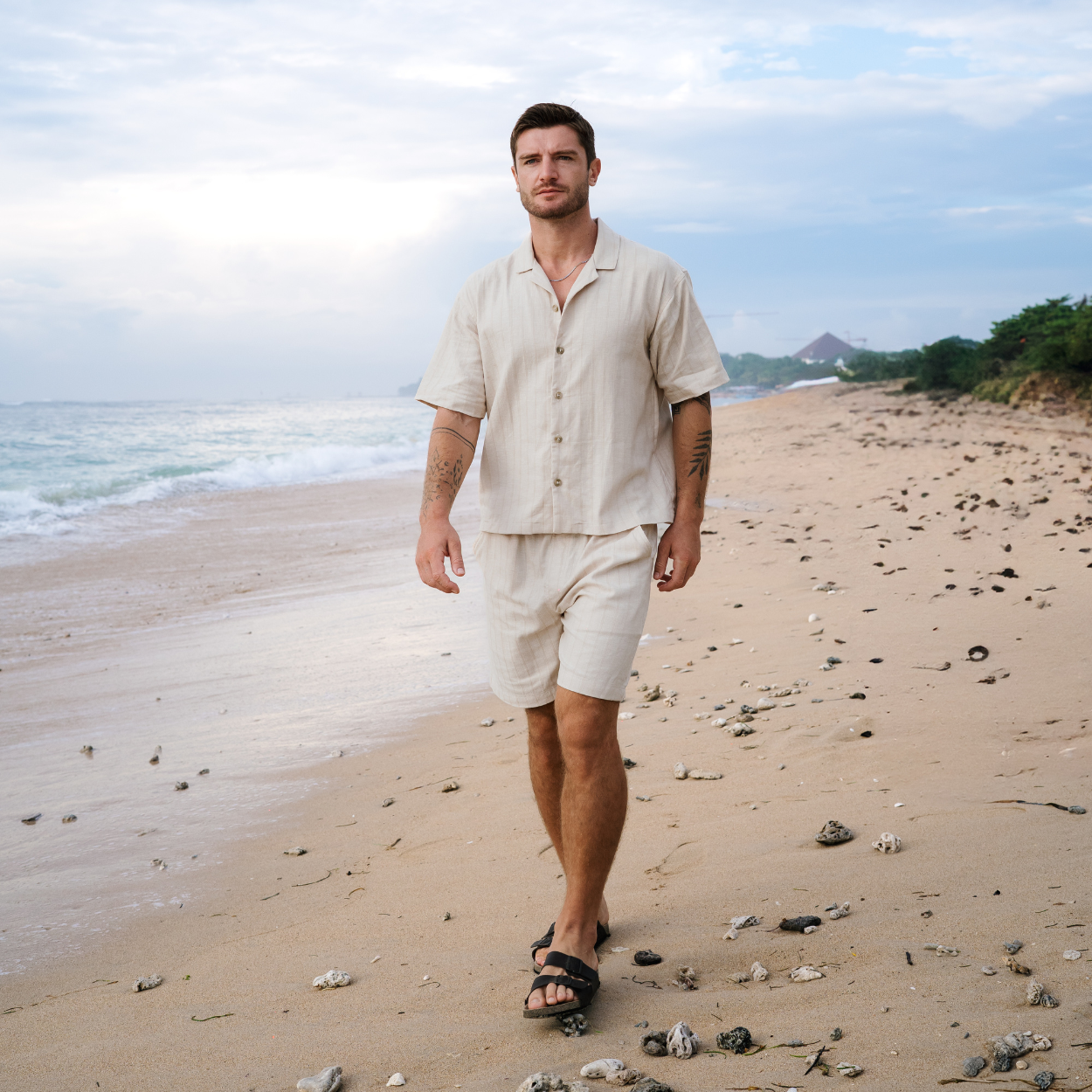 Matala Cream Men Short Sleeves Set
