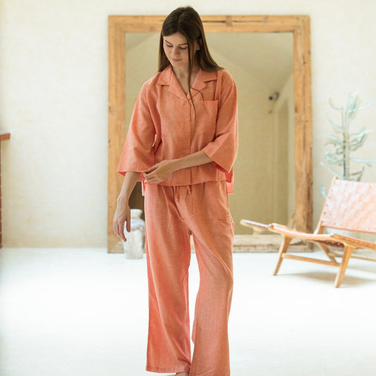 Lucie Watermelon Linen Long Sleeves Set
