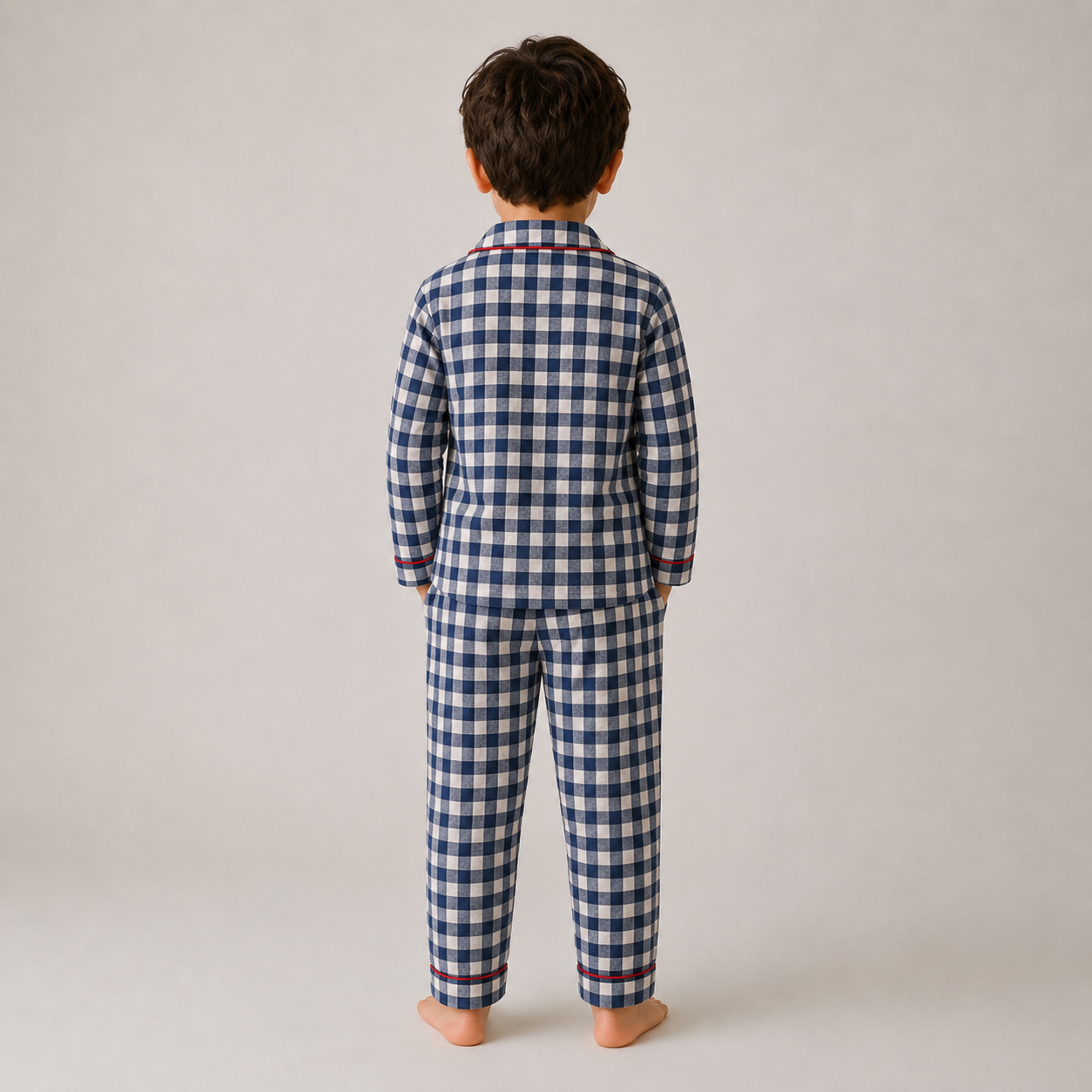 Sailor Flannel Navy Gingham Set