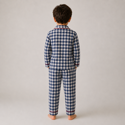 Sailor Flannel Navy Gingham Set