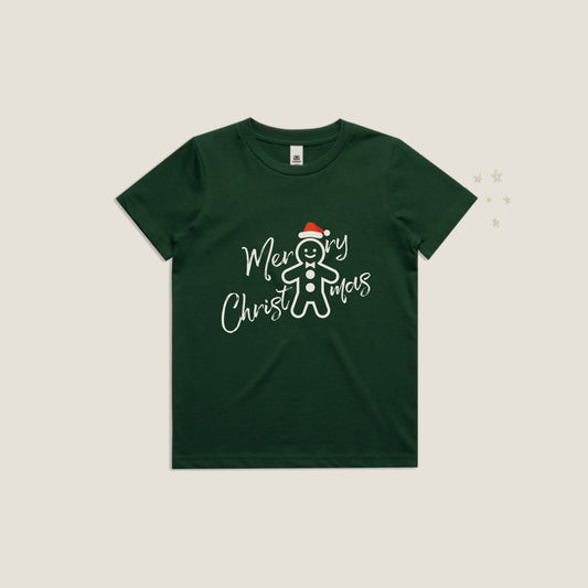 Gingerbread Christmas T-Shirt in Forest Green