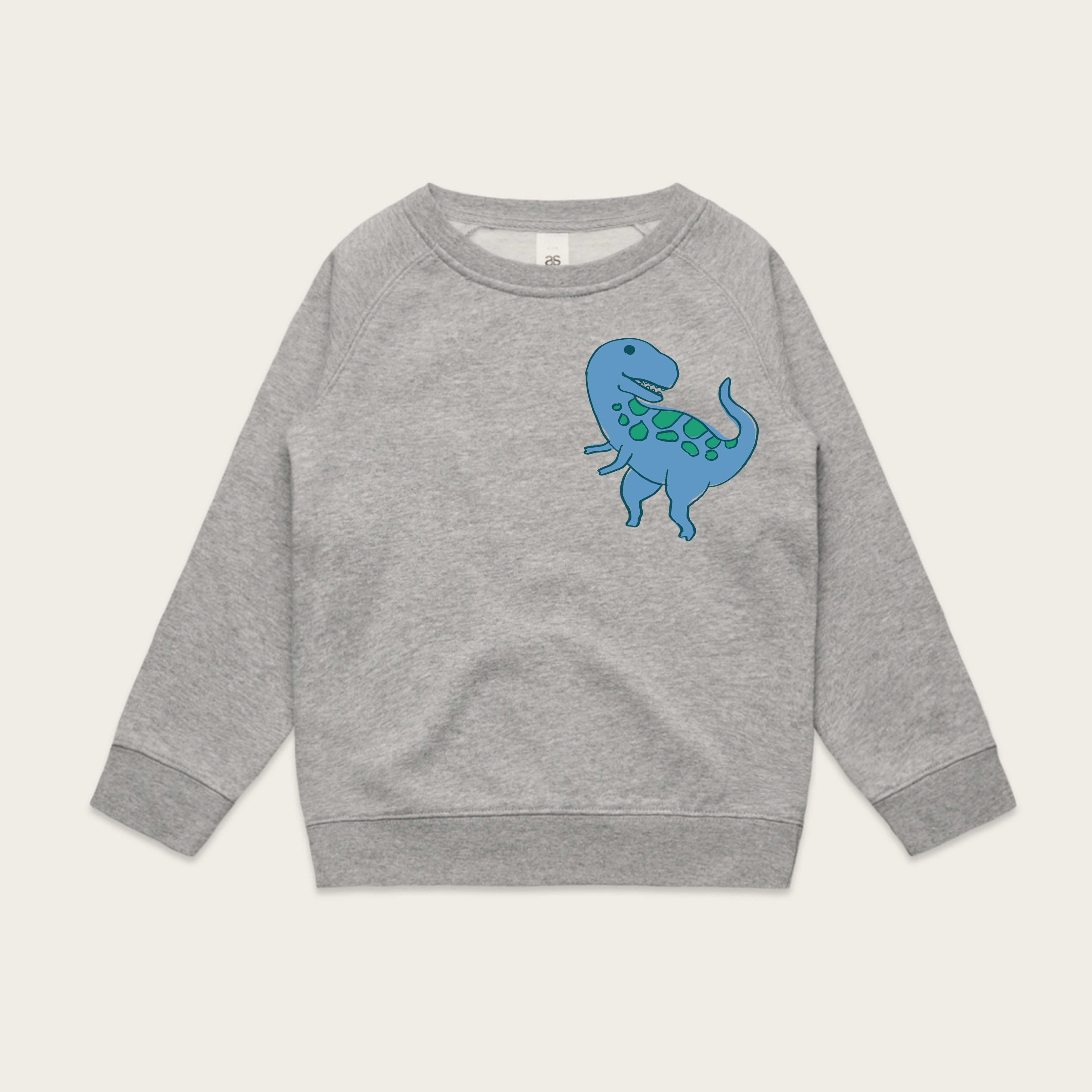 Boys Dino Sweater (Grey Marle)