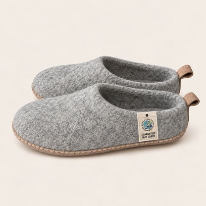 Wool felt slip on low back - Ash Grey (Unisex)