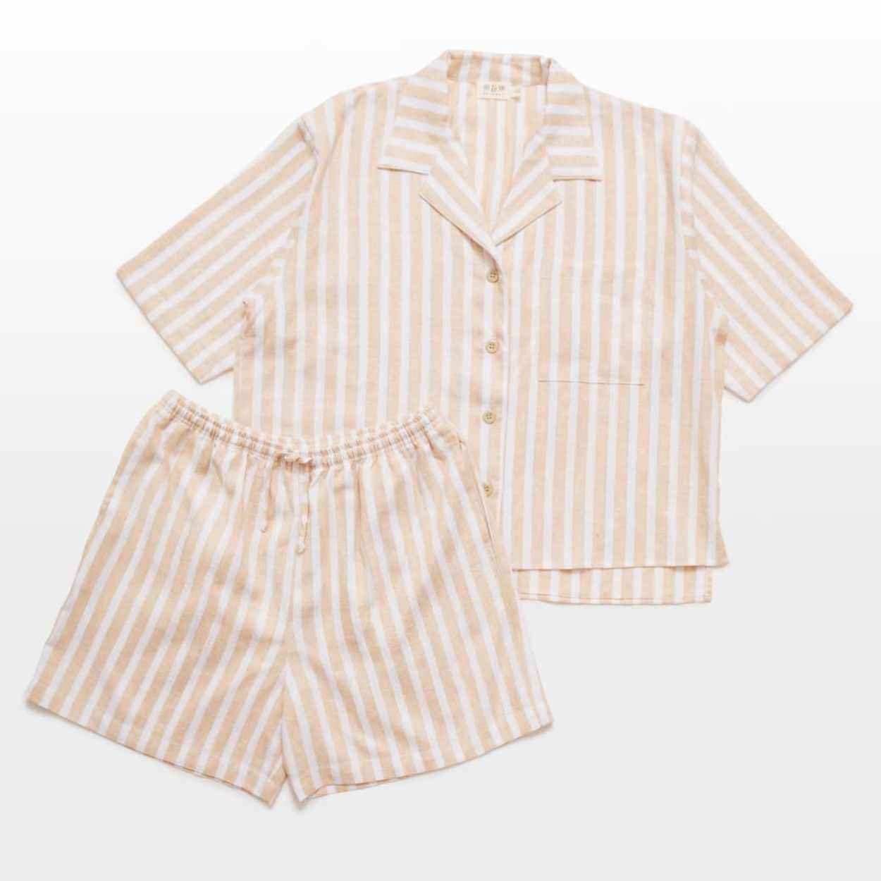 Belle Linen Brown Stripes Short Set