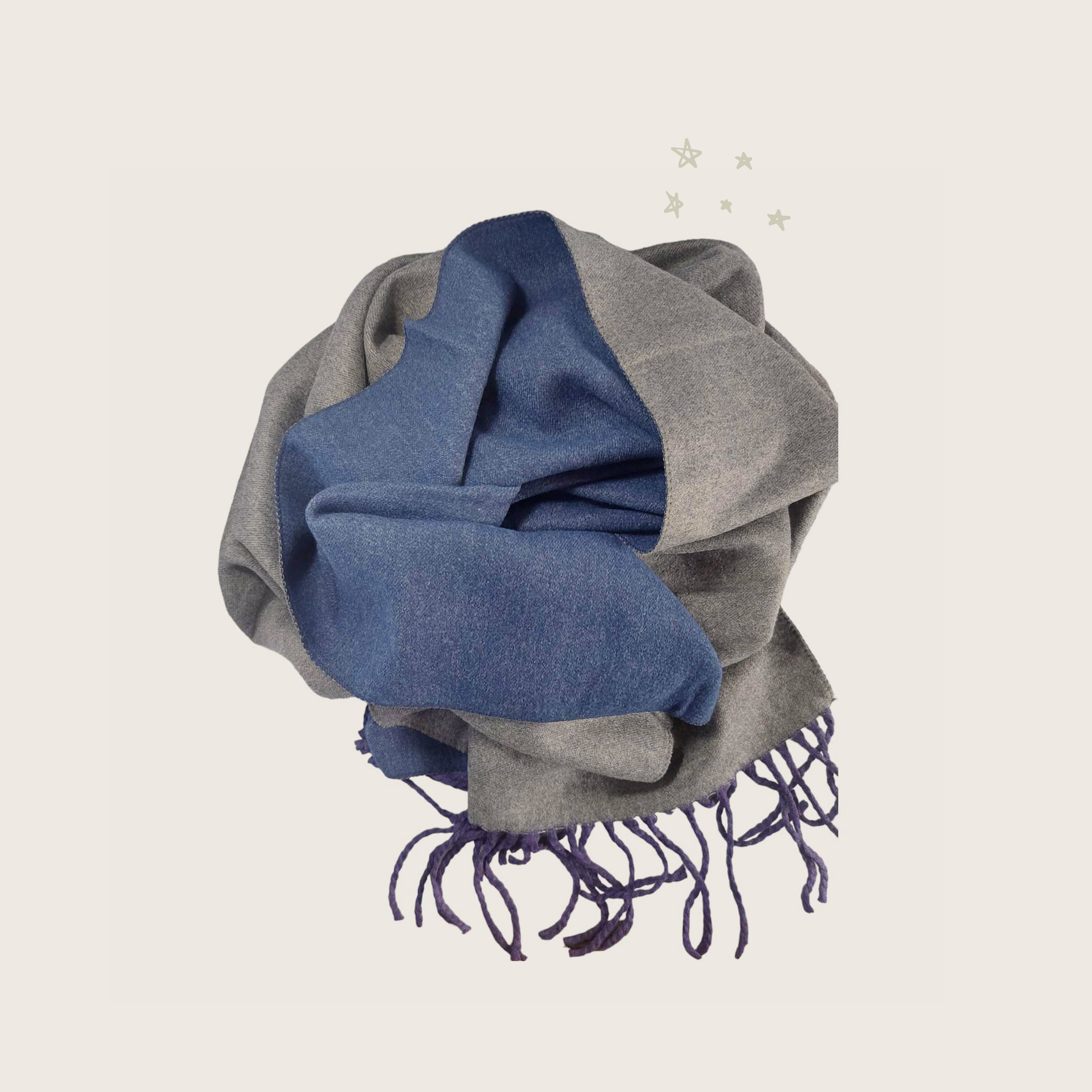 Blue Cashmere Reversible/Double Sided Scarf | Shawl | Wrap | Muffler