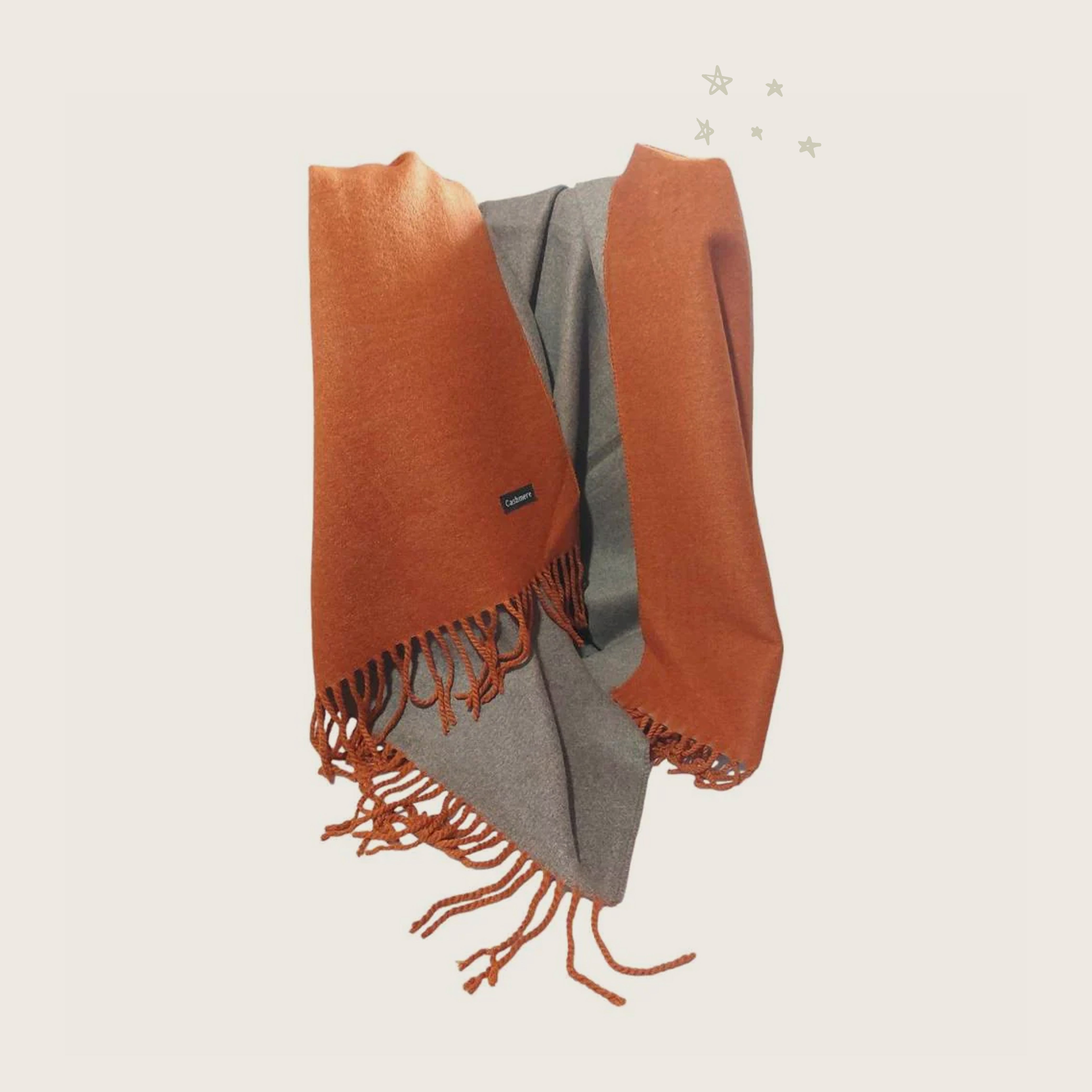 Orange Cashmere Reversible/Double Sided Scarf | Shawl | Wrap | Muffler