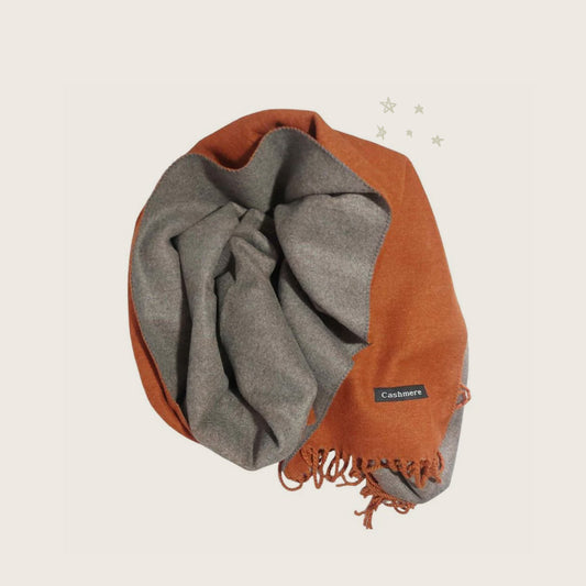 Orange Cashmere Reversible/Double Sided Scarf | Shawl | Wrap | Muffler