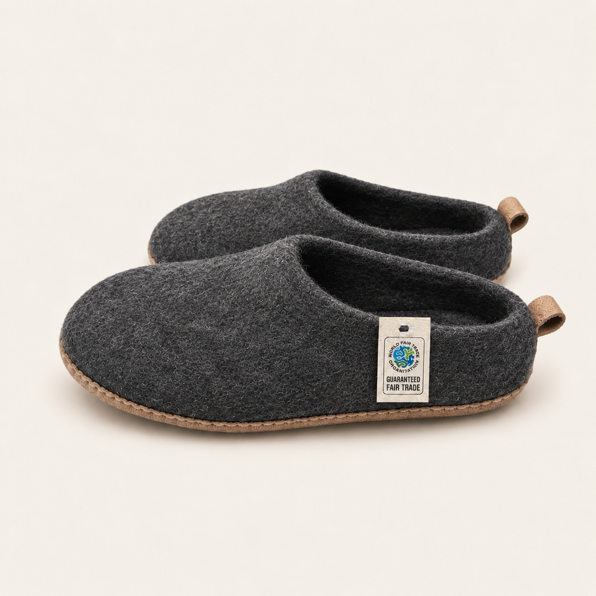Wool felt slip on low back - Charcoal (Unisex)