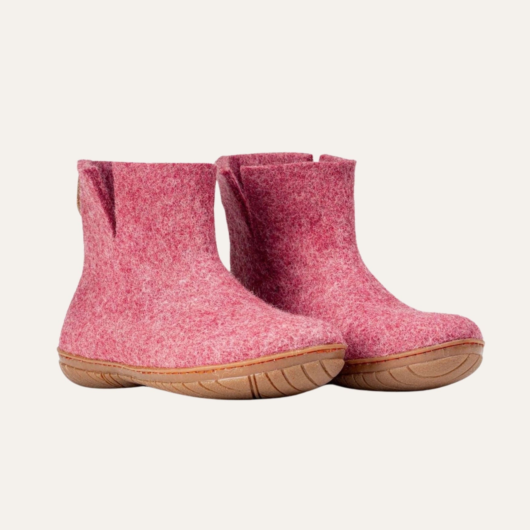 Wool Outdoor Low Boots with Rubber Sole - Coral Pink