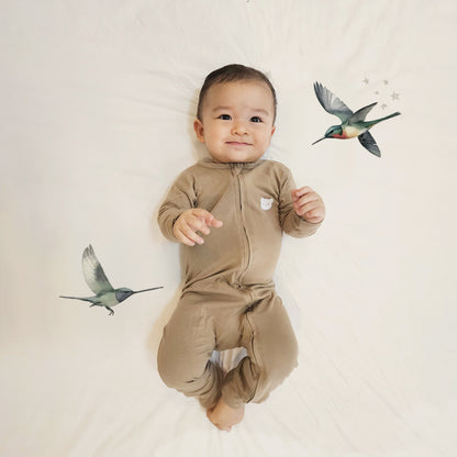 Louise Bamboo Cotton Sleepsuit (Beige)
