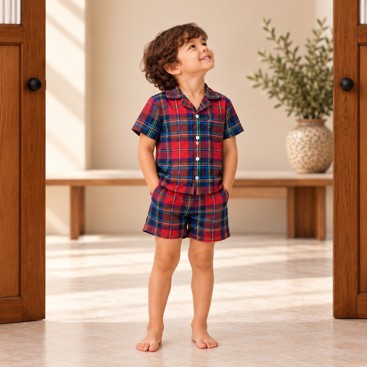 Boy Tartan Red Short Set