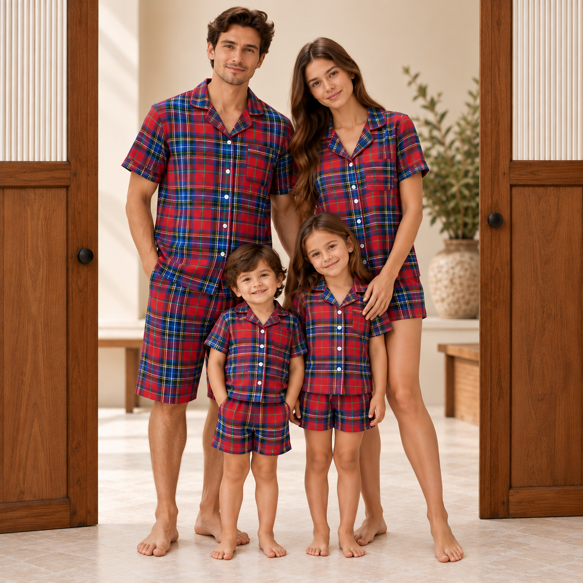 Girl Tartan Red  Short Set