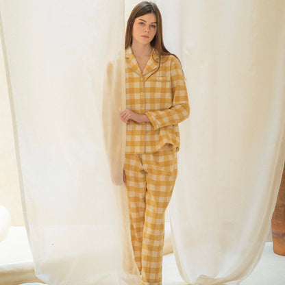 Daisy Gingham Yellow Flannelette Set