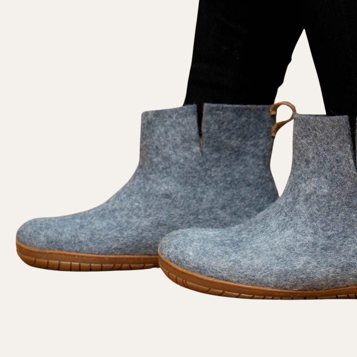 Wool Outdoor Low Boots with Rubber Sole - Denim