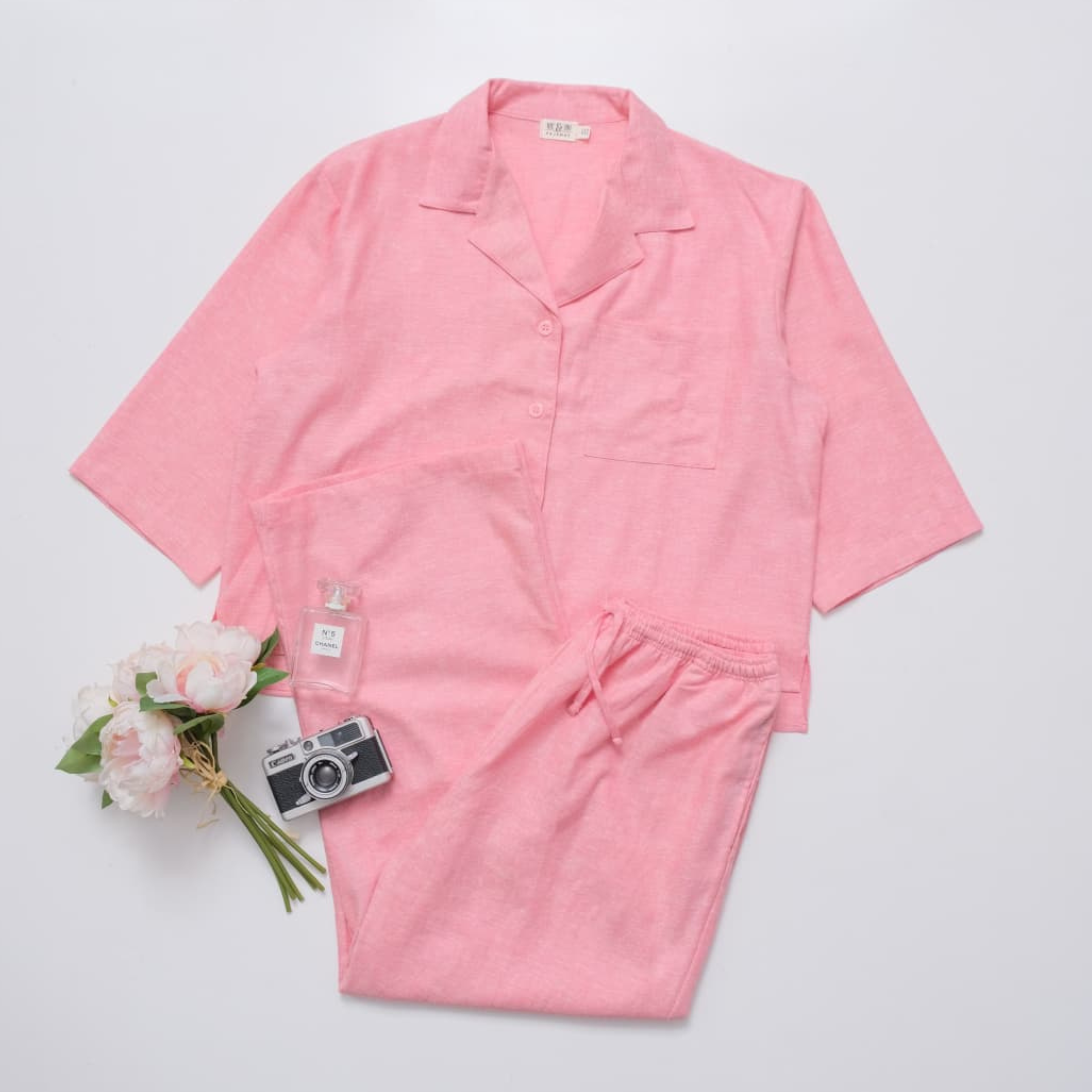 Linen Dusty Pink Long Sleeves Set