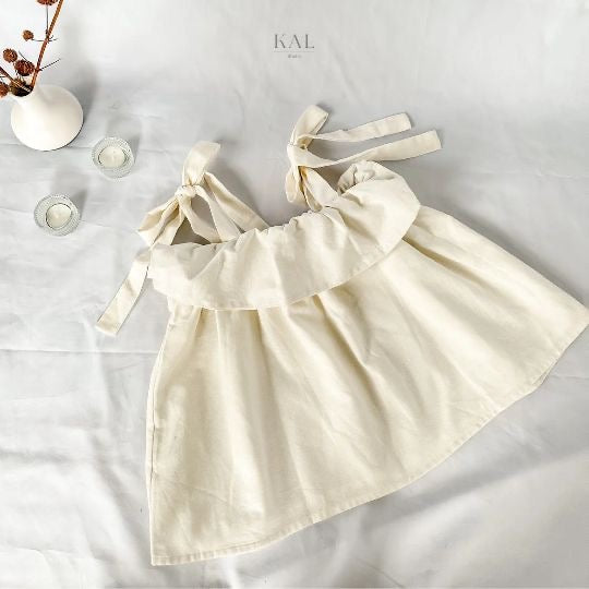 Peony Linen Cream Ruffle Tanktop