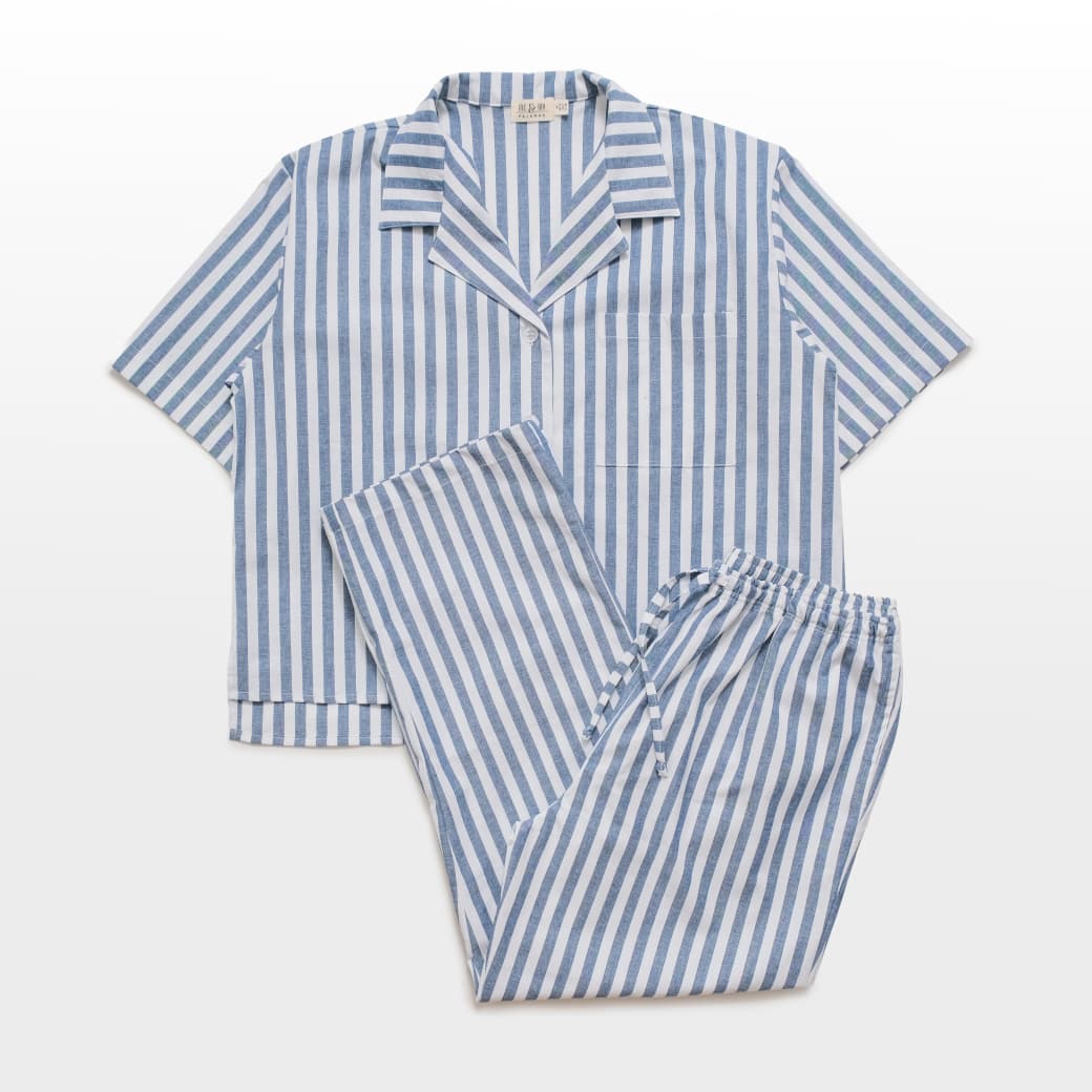 French Stripe Navy Long Set