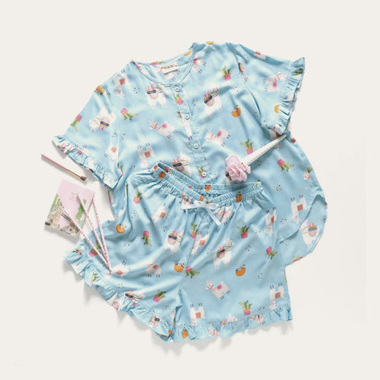 Girls Camel Blue Short Set
