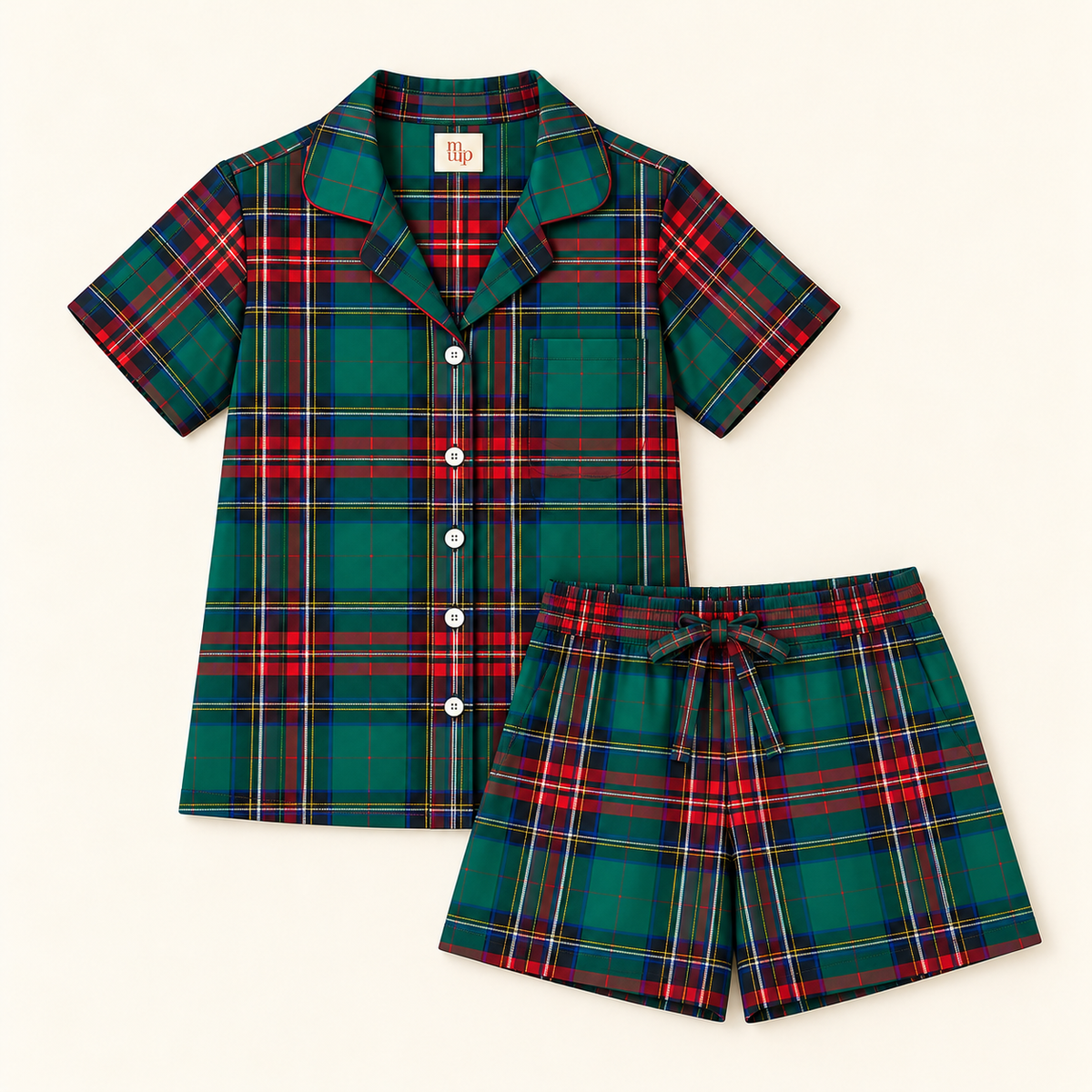 Green Tartan Man Short Set