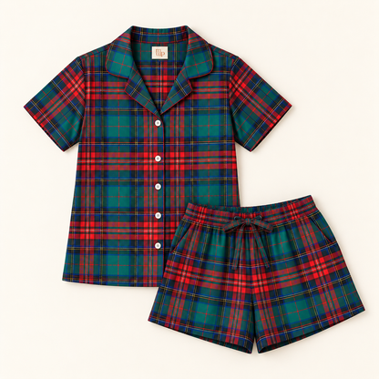 Green Tartan Woman Short Set