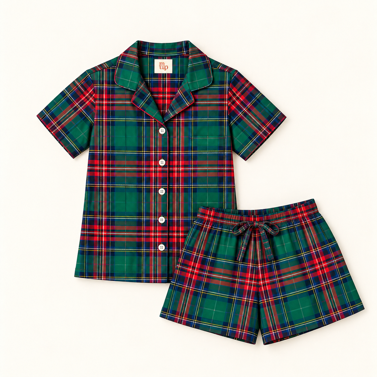 Girl Tartan Green Short Set