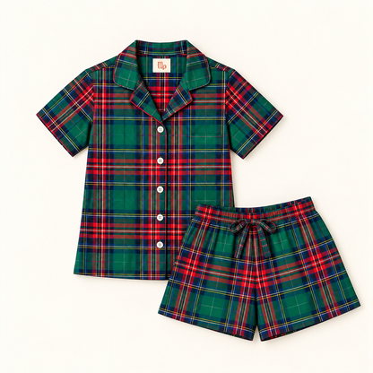 Boy Tartan Green Short Set