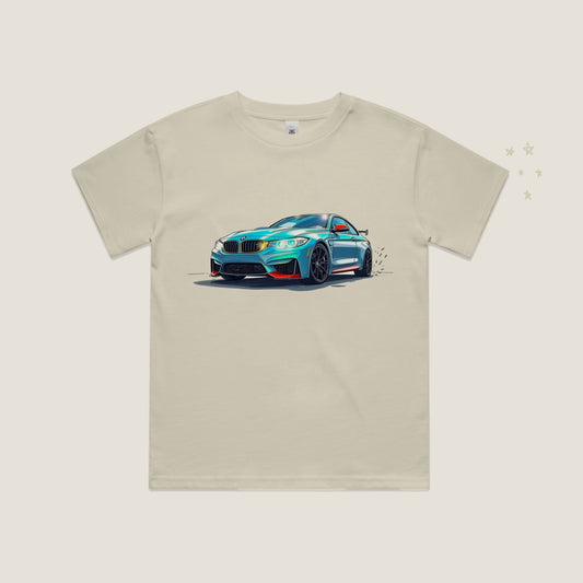 BMW Sketch Blue T-Shirt in Ecru