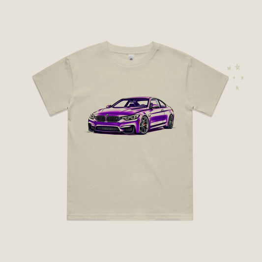 BMW Sketch Purple T-Shirt in Ecru