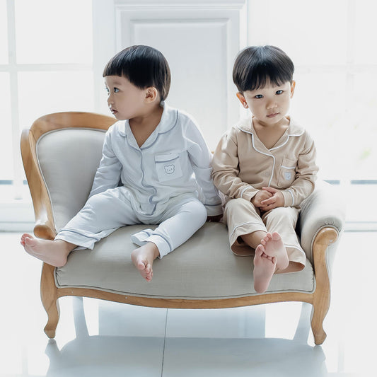 Kaia Long Set Bamboo Cotton (Beige) size 4-5 yo