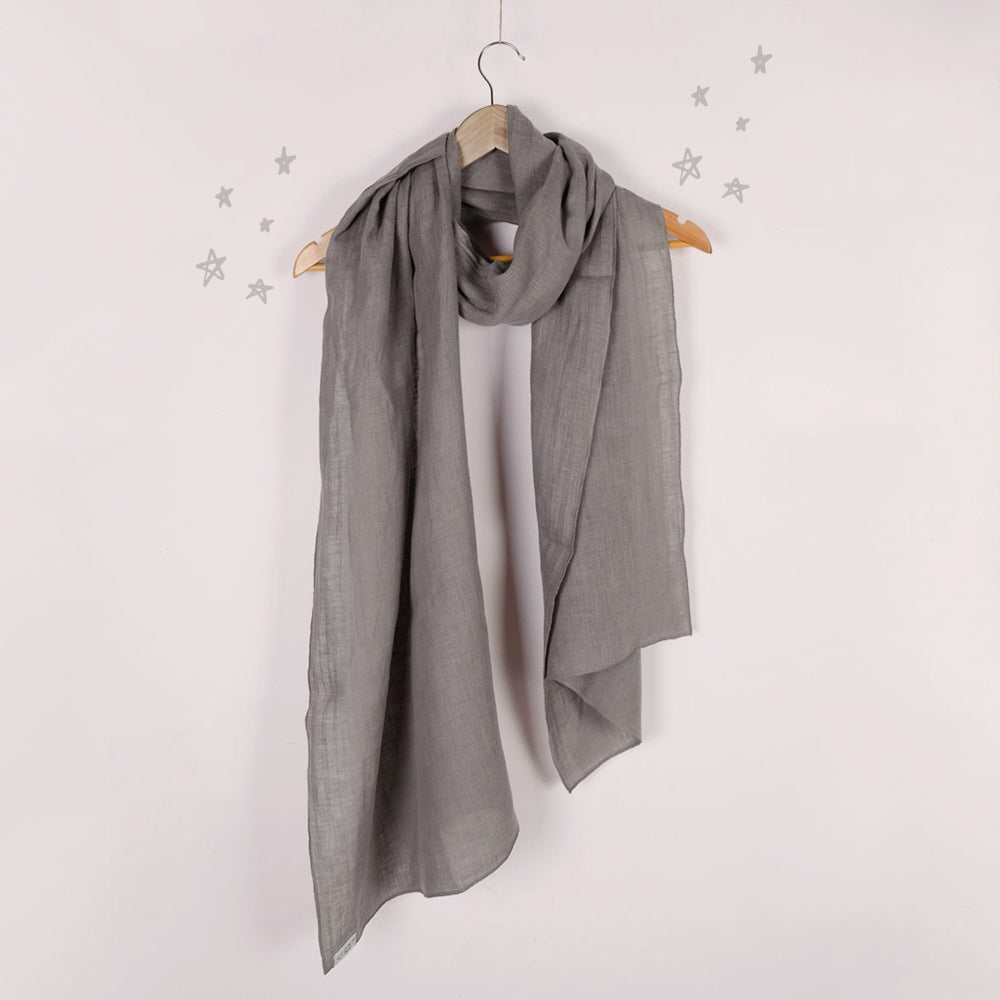 Grey Organic 100% Linen Scarf