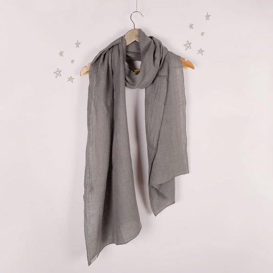 Grey Organic 100% Linen Scarf
