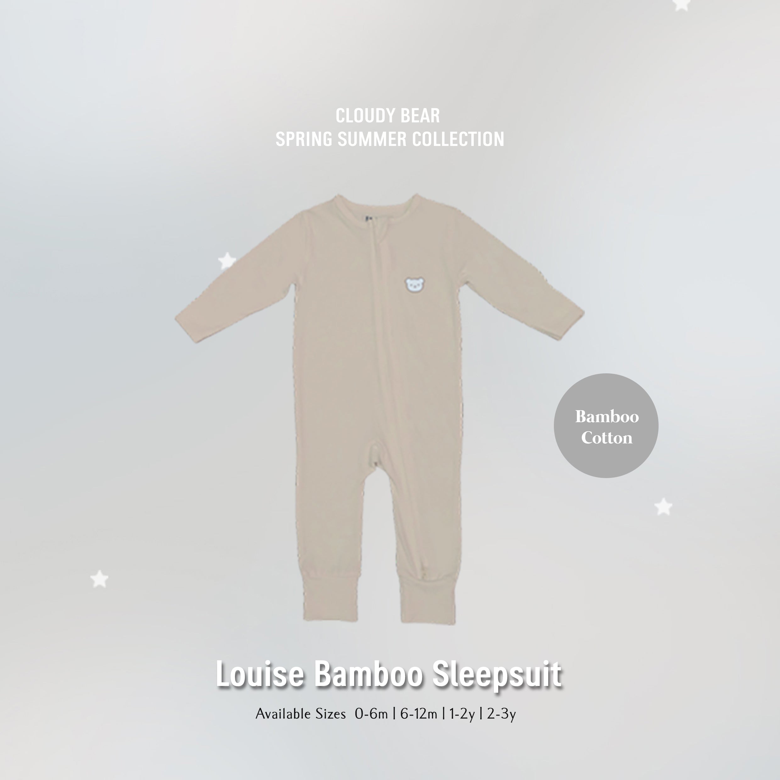 Louise Bamboo Cotton Sleepsuit (Beige)