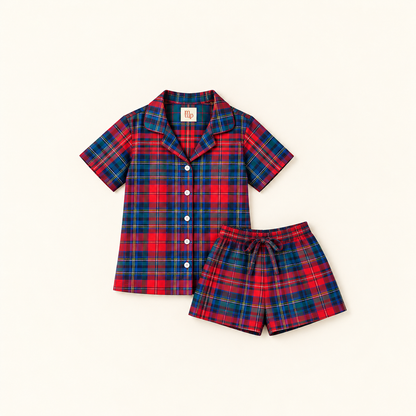 Girl Tartan Red  Short Set