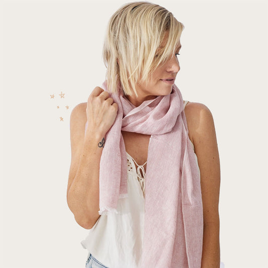 Marseille Linen Scarf - Dusty Pink