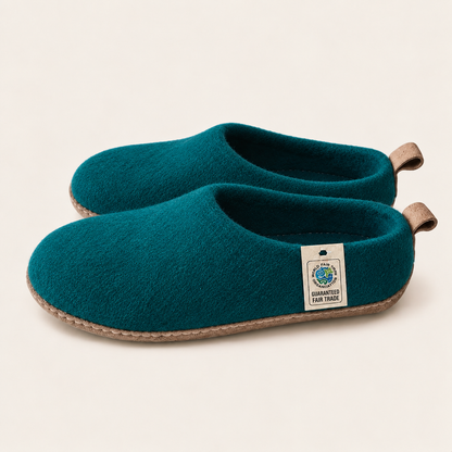 Wool felt slip on low back - Peacock (Unisex)