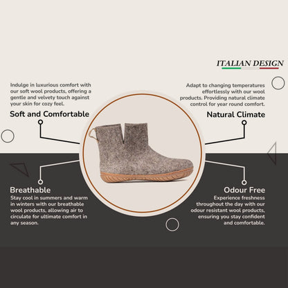Wool Outdoor low boots with rubber sole