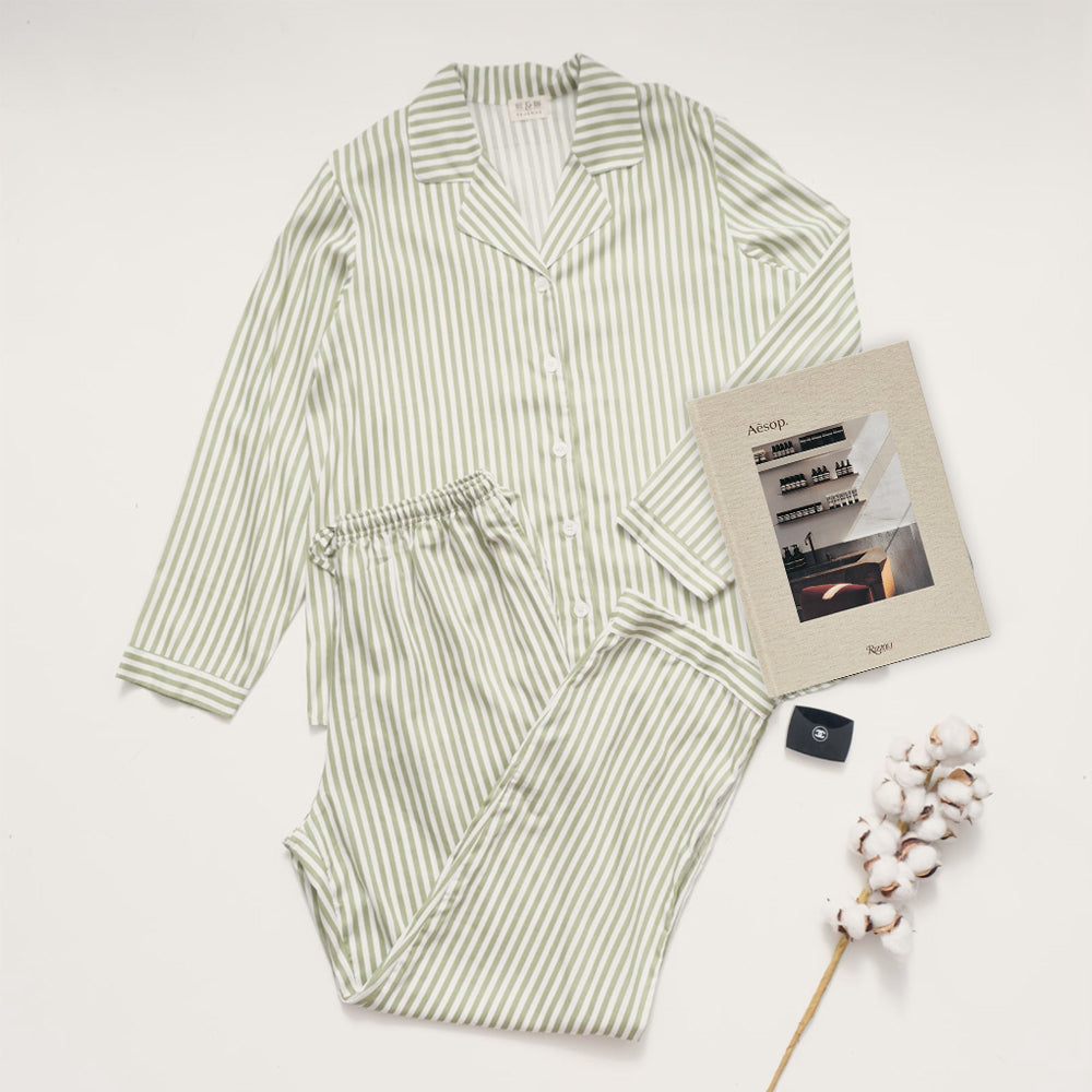 Rayon Green Long Stripe Set (XS - S size)